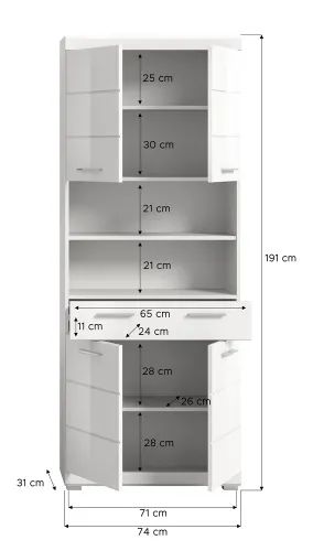 Hochschrank breit Scout | weiß Hochglanz / weiß