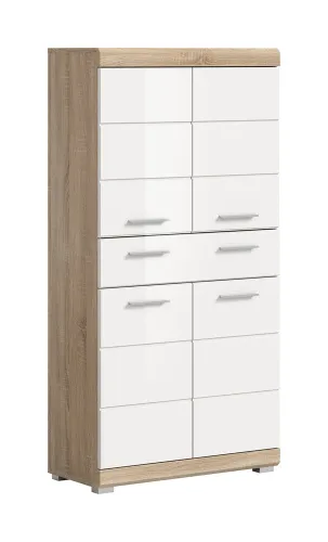 Hochschrank klein Lambada | weiß Hochglanz / Sonoma Eiche