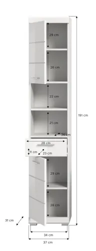 Hochschrank Scout | weiß Hochglanz / weiß
