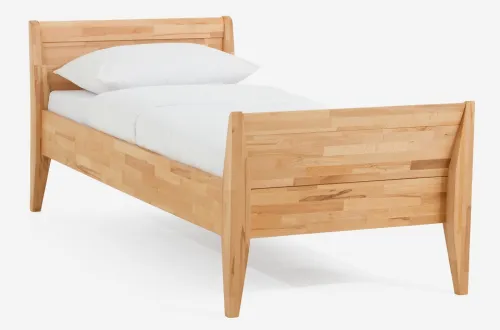 Holzbett massiv Jasmine | Kernbuche geölt | 100x200 | Kopfteil 3 mit Fußteil