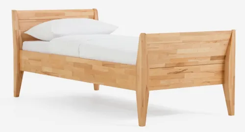 Holzbett massiv Jasmine | Kernbuche geölt | 100x200 | Kopfteil 3 mit Fußteil