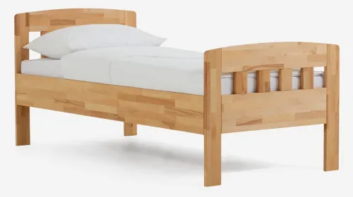 Holzbett massiv Jasmine | Kernbuche geölt | 90x190 | Kopfteil 1 mit Fußteil
