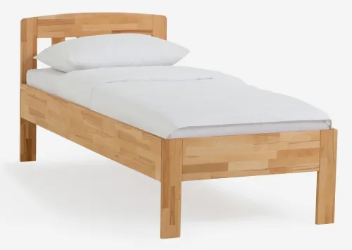 Holzbett massiv Jasmine | Kernbuche geölt | 90x220 | Kopfteil 1 ohne Fußteil