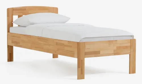 Holzbett massiv Jasmine | Kernbuche geölt | 90x220 | Kopfteil 1 ohne Fußteil
