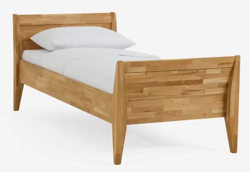 Holzbett massiv Jasmine | Wildeiche honig geölt | 100x190 | Kopfteil 2 mit Fußteil