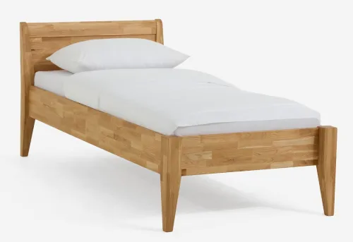Holzbett massiv Jasmine | Wildeiche honig geölt | 100x190 | Kopfteil 2 ohne Fußteil