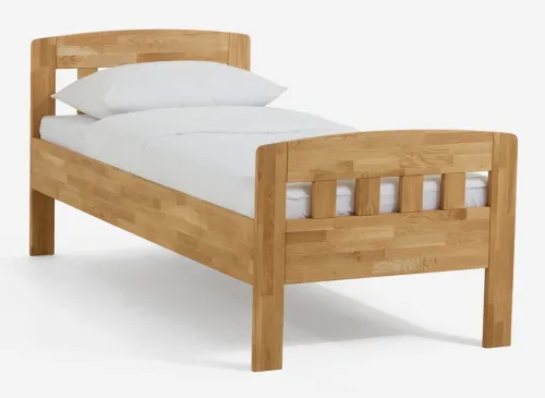 Holzbett massiv Jasmine | Wildeiche honig geölt | 120x190 | Kopfteil 1 mit Fußteil