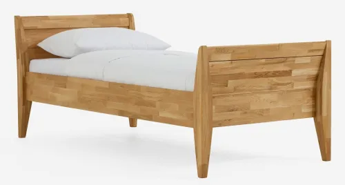 Holzbett massiv Jasmine | Wildeiche honig geölt | 120x190 | Kopfteil 2 mit Fußteil