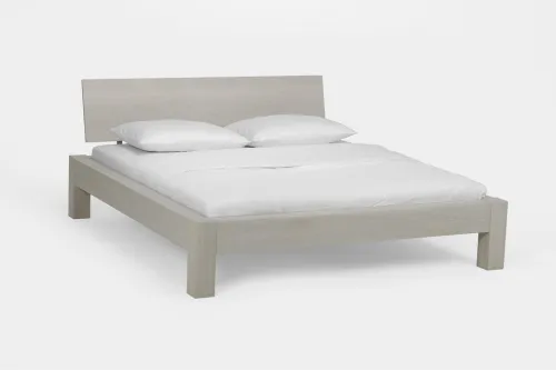 Holzbett massiv Lotus | Wildeiche weiß geölt | 140x220 | Kopfteil 1