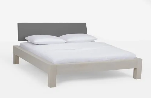 Holzbett massiv Lotus | Wildeiche weiß geölt | 140x220 | Kopfteil 2