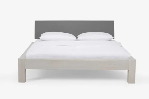 Holzbett massiv Lotus | Wildeiche weiß geölt | 160x200 | Kopfteil 1