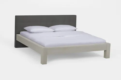 Holzbett massiv Lotus | Wildeiche weiß geölt | 180x200 | Kopfteil 2