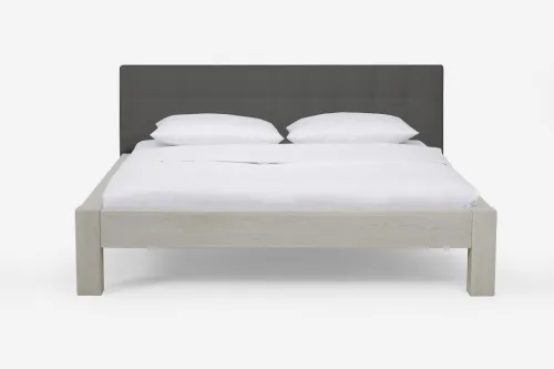 Holzbett massiv Lotus | Wildeiche weiß geölt | 180x220 | Kopfteil 2