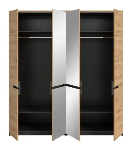Kleiderschrank Canu | mit Spiegeltüren | artisan / Basalt grau