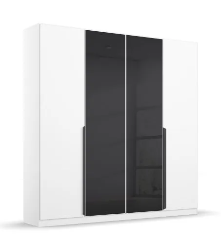 Kleiderschrank Drehtürenschrank Artemis | mit Glastüren | alpinweiß / basalt grau | verschiedene größen
