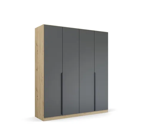 Kleiderschrank Drehtürenschrank Dark&Wood | 4-türig | grau metallic / Eiche Artisan | 181x210