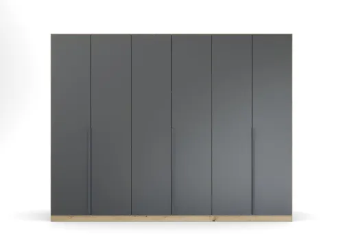 Kleiderschrank Drehtürenschrank Dark&Wood | 6-türig | grau metallic / Eiche Artisan | 271x210