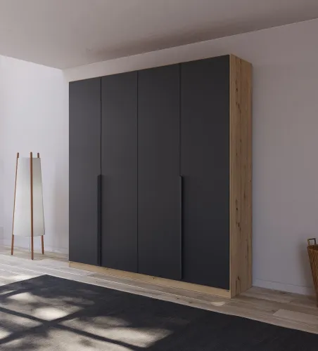 Kleiderschrank Drehtürenschrank Dark&Wood | grau metallic / Eiche Artisan | verschiedene Größen