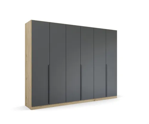 Kleiderschrank Drehtürenschrank Dark&Wood | grau metallic / Eiche Artisan | verschiedene Größen