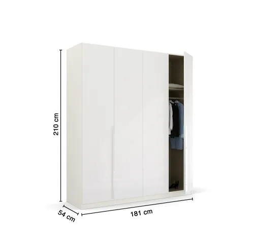 Kleiderschrank Drehtürenschrank Glamour | 4-türig | weiß Hochglanz / alpinweiß | 181x210