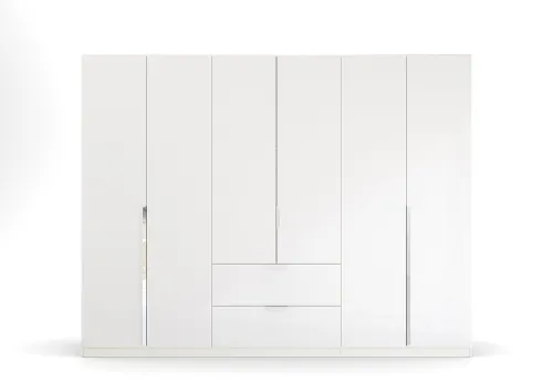 Kleiderschrank Drehtürenschrank Glamour | 6-türig | mit Schubkästen | weiß Hochglanz / alpinweiß | 271x210