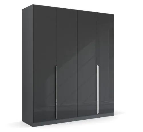 Kleiderschrank Drehtürenschrank Glamour | effektgrau Hochglanz / grau metallic | verschiedene Größen