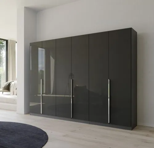 Kleiderschrank Drehtürenschrank Glamour | effektgrau Hochglanz / grau metallic | verschiedene Größen