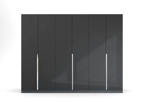 Kleiderschrank Drehtürenschrank Glamour | effektgrau Hochglanz / grau metallic | verschiedene Größen