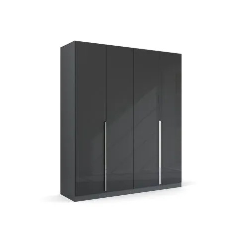 Kleiderschrank Drehtürenschrank Glamour | effektgrau Hochglanz / grau metallic | verschiedene Größen