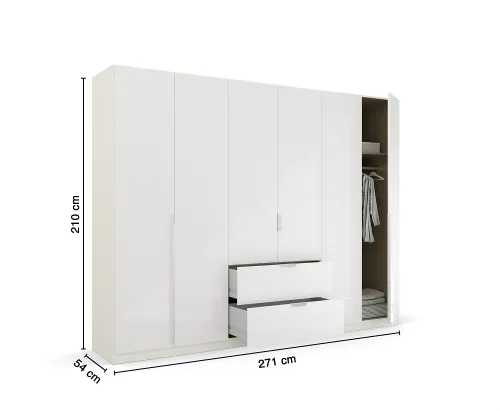 Kleiderschrank Drehtürenschrank Glamour | mit Schubkästen | weiß Hochglanz / alpinweiß | verschiedene Größen