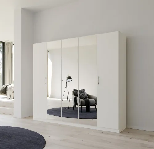 Kleiderschrank Drehtürenschrank Glamour | mit Spiegeltüren | weiß Hochglanz / alpinweiß | verschiedene Größen