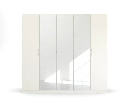 Kleiderschrank Drehtürenschrank Glamour | mit Spiegeltüren | weiß Hochglanz / alpinweiß | verschiedene Größen