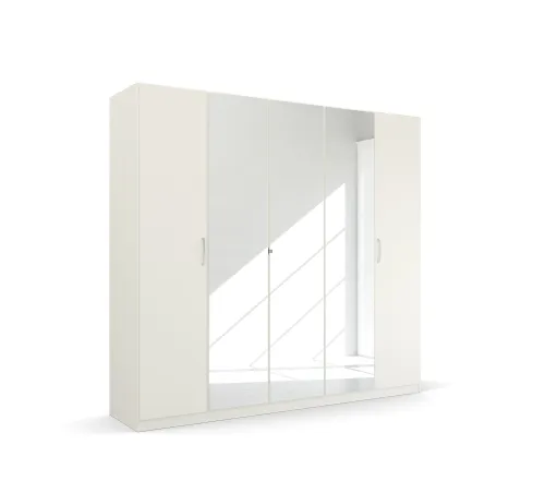 Kleiderschrank Drehtürenschrank Glamour | mit Spiegeltüren | weiß Hochglanz / alpinweiß | verschiedene Größen