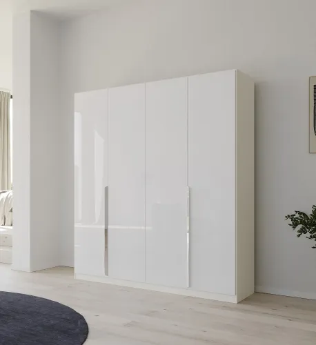 Kleiderschrank Drehtürenschrank Glamour | weiß Hochglanz / alpinweiß | verschiedene Größen