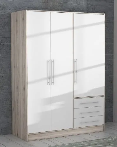 Kleiderschrank Drehtürenschrank Jupp | mit Schubkästen | Sandeiche / weiß | verschiedene Größen