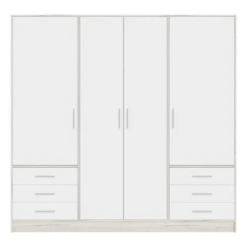 Kleiderschrank Drehtürenschrank Jupp | mit Schubkästen | Sandeiche / weiß | verschiedene Größen