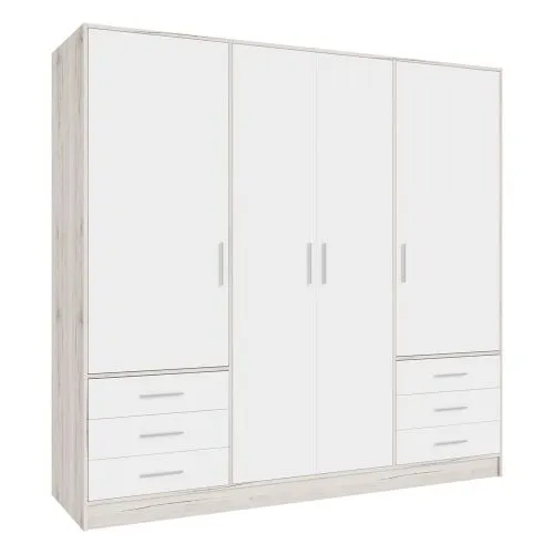 Kleiderschrank Drehtürenschrank Jupp | mit Schubkästen | Sandeiche / weiß | verschiedene Größen