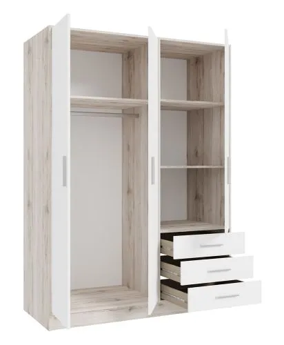 Kleiderschrank Drehtürenschrank Jupp | mit Schubkästen | Sandeiche / weiß | verschiedene Größen