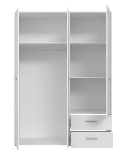 Kleiderschrank Drehtürenschrank Mokko | 3-türig | mit Schubkästen | weiß