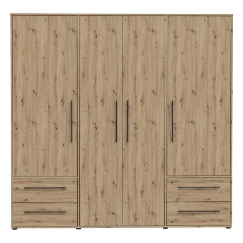 Kleiderschrank Drehtürenschrank Mokko | mit Schubkästen | Artisan Eiche | verschiedene Größen