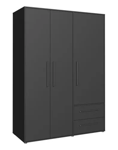Kleiderschrank Drehtürenschrank Mokko | mit Schubkästen | schwarz | 144,4 x 200 x 59 cm