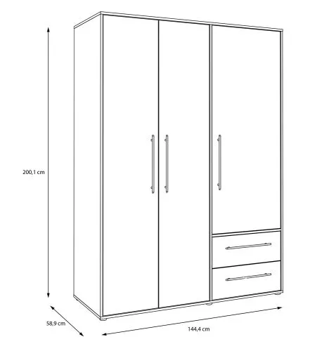 Kleiderschrank Drehtürenschrank Mokko | mit Schubkästen | schwarz | verschiedene Größen