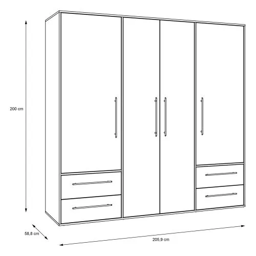 Kleiderschrank Drehtürenschrank Mokko | mit Schubkästen | Sonoma Eiche / weiß | verschiedene Größen