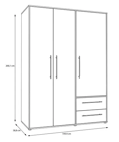 Kleiderschrank Drehtürenschrank Mokko | mit Schubkästen | weiß / Artisan Eiche | 144,4 x 200 x 59 cm