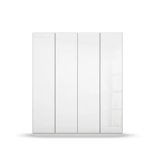 Kleiderschrank Drehtürenschrank Monostar | 4-türig | mit Glastüren | Alpinweiß | 181x210 | ohne Schubkasteneinsatz & Wäscheeinteilung