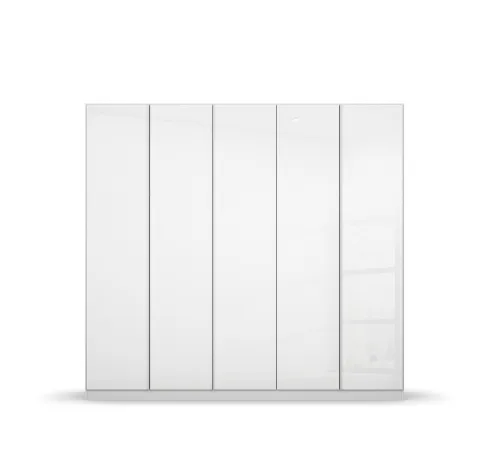 Kleiderschrank Drehtürenschrank Monostar | 5-türig | mit Glastüren | Alpinweiß | 226x210 | ohne Schubkasteneinsatz