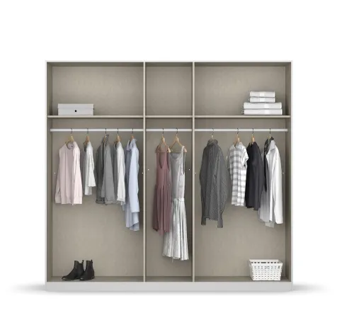 Kleiderschrank Drehtürenschrank Monostar | 5-türig | mit Glastüren | Alpinweiß | 226x210 | ohne Schubkasteneinsatz