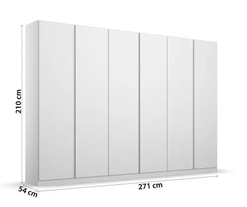 Kleiderschrank Drehtürenschrank Monostar | 6-türig | Alpinweiß 271 x 210 x 54 cm