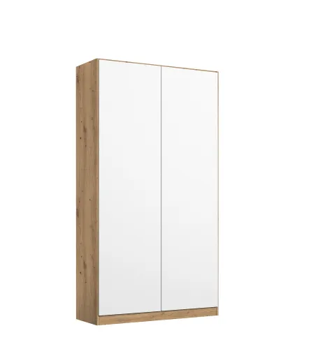 Kleiderschrank Drehtürenschrank Nidda | 2-türig | Alpinweiß / Eiche Artisan
