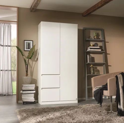 Kleiderschrank Drehtürenschrank Nidda | 2-türig | mit Schubkästen | Alpinweiß